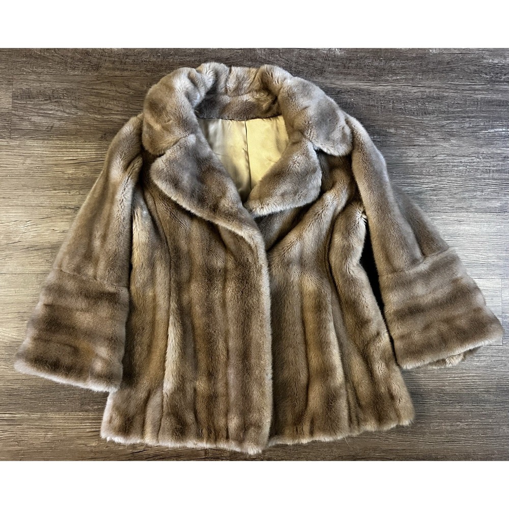 Vtg Benmore NY Blonde Mink Womens Faux Fur luxury Jacket Coat Thick Pile  M/L